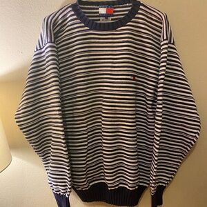Tommy Hilfiger Navy Striped Men's Sweater Vintsge 90’s SzL